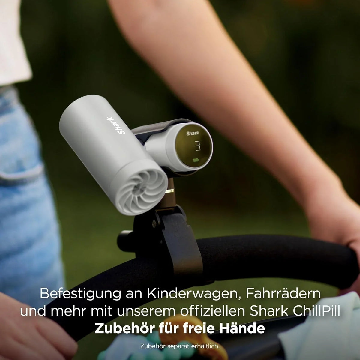 Shark ChillPill 3-in-1-Hochgeschwindigkeits-Handventilator-. Sprühnebel- und InstaChill-System Paket mit Reise-Etui. mit 3 Kühlaufsätzen.