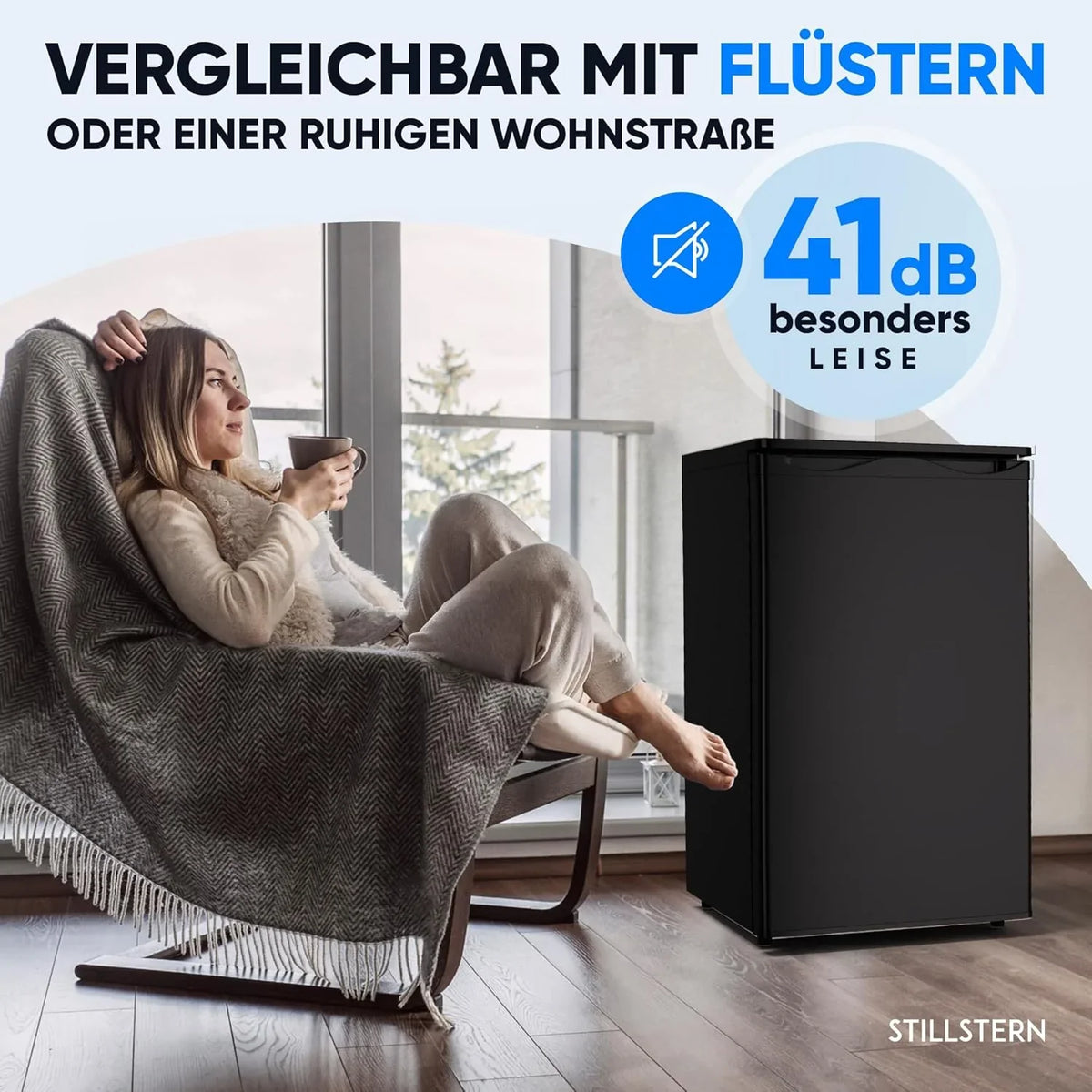 Stillstern Gefrierschrank C (73L) 4-Sterne-Gefrierfach -18°C ger. Energiever. Mini Freezer mit 3 Fächer. stufenlos reg. Temp.. kleine Tiefkühltruhe.
