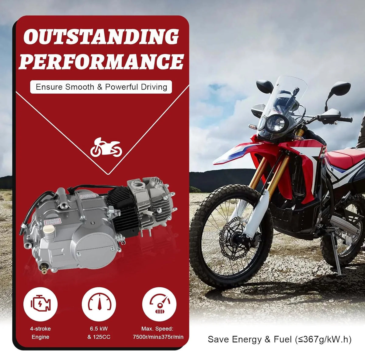 150CC 4 Stroke Engine Motor. Gy6 Single Cylinder Complete Engine Kit for 110cc-150cc Atvs and Go Karts and 11 Long Box Engine Size Scooters High-Flow Oil Pump CVT Carburetor Top Mount