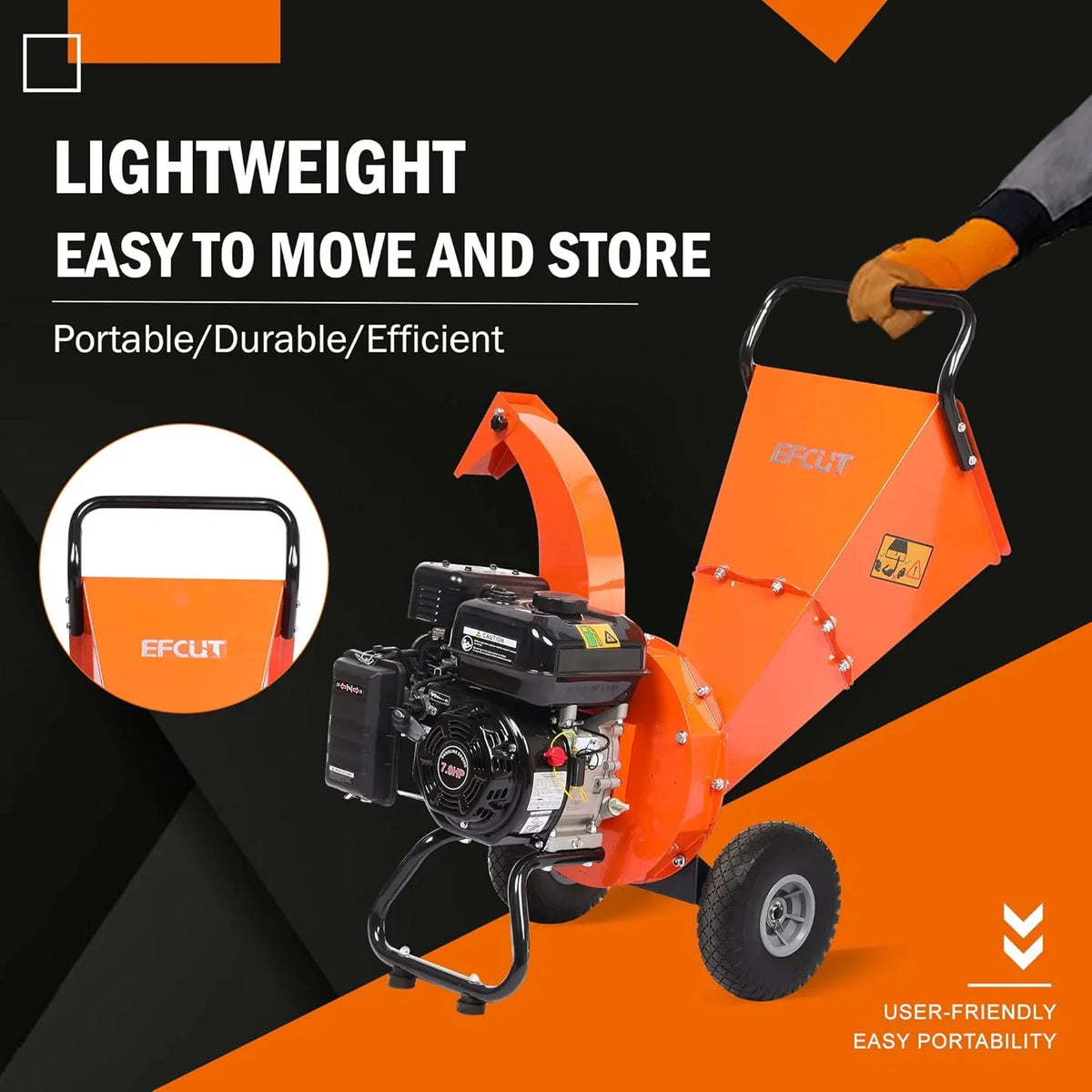 C40 Wood Chipper 4 inch Max Diameter Capacity 9 HP 274cc Gas Powered Engine Heavy Duty Shredder Mulcher