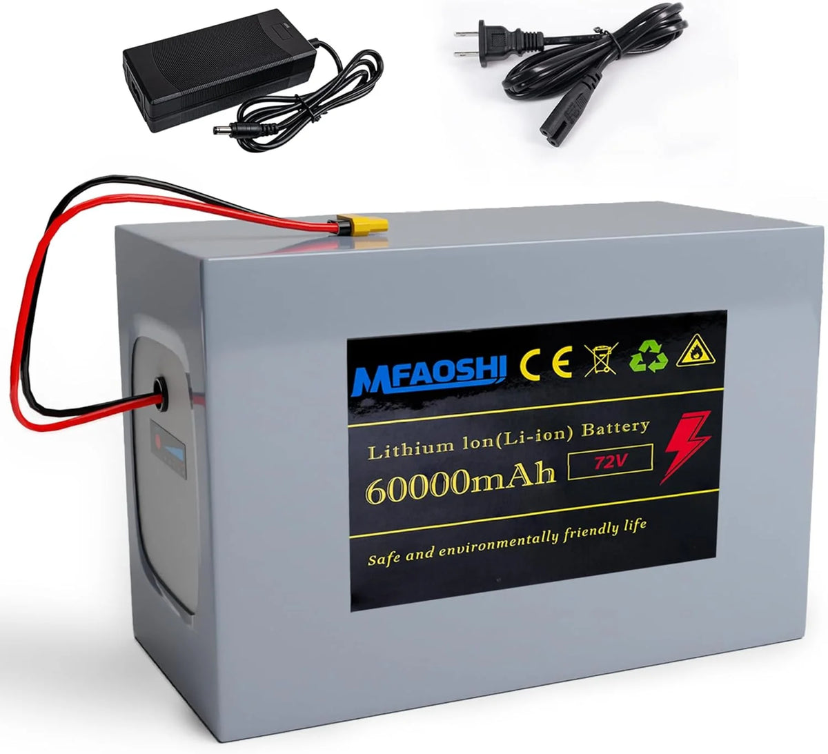 72V 60Ah Lithium E-Bike Battery with LED. XT90 Connector