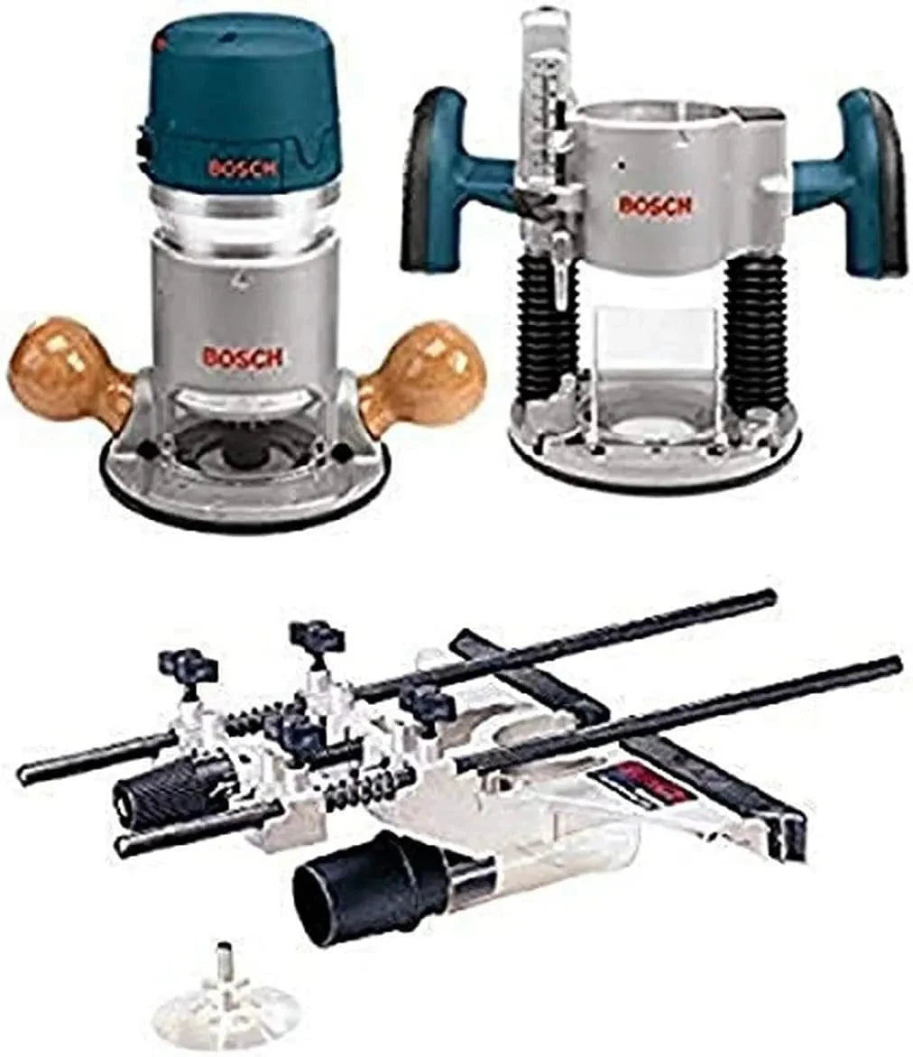 12-Amp 2.25 HP Wood Router Combo Kit with Plunge Router. Fixed Base and Variable Speed