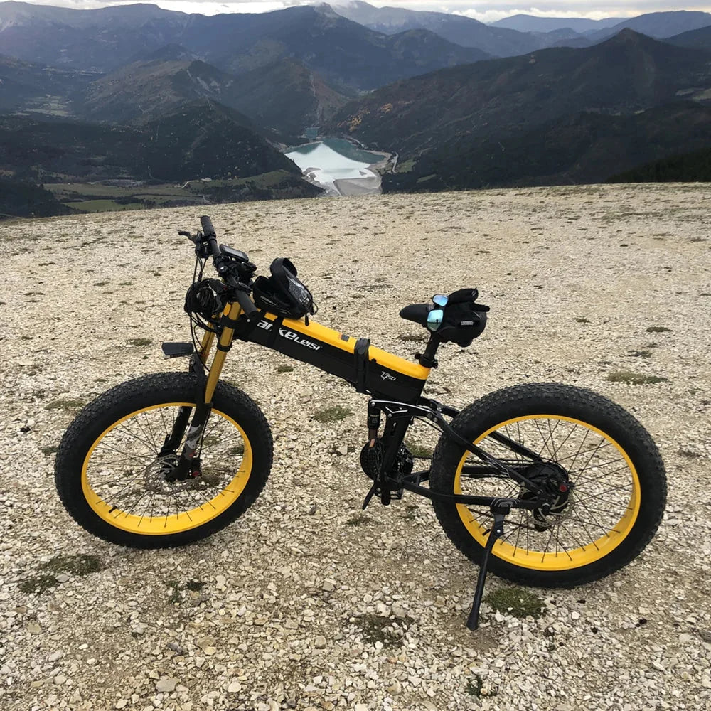 1000W 26-Inch Fat Tire Folding Electric Mountain Bike. Dual Crown Fork. 17.5Ah