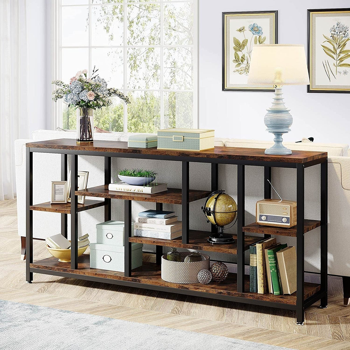 70.9 Inch Console Sofa Table with Storage. 3-Tier Entryway Table for Hallway