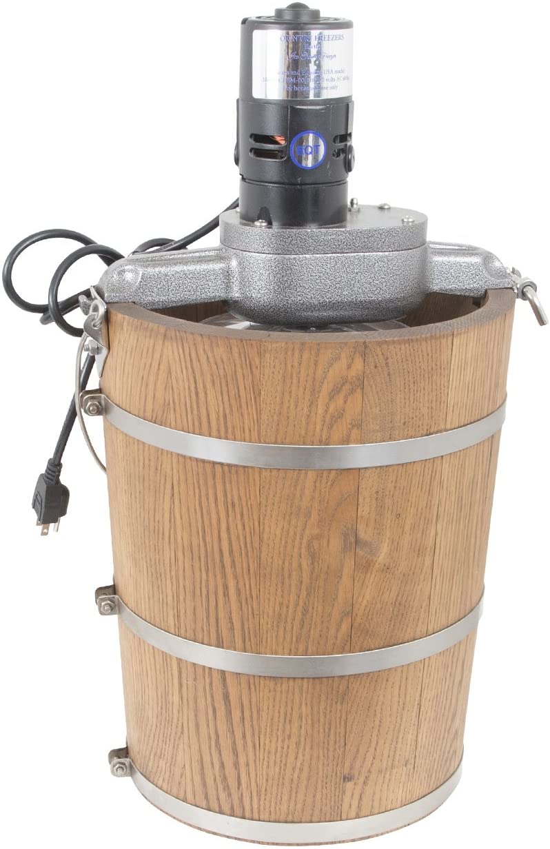 6-Quart Wooden Tub Ice Cream Maker with Electric Motor. Classic Country Style