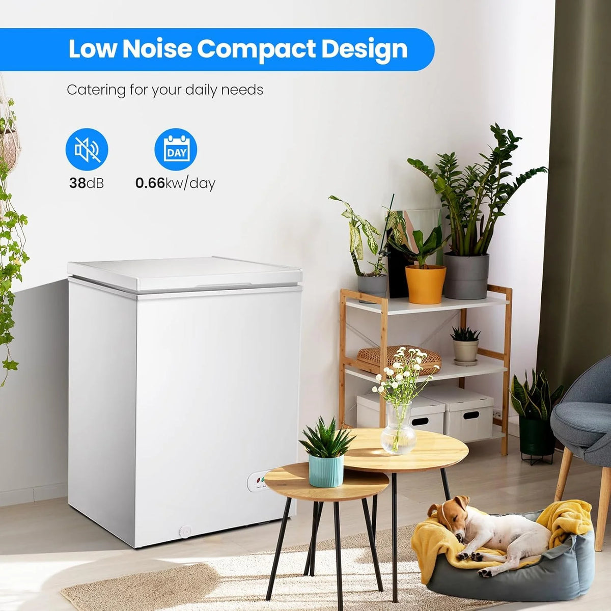 3.5 Cubic Feet Chest Freezer with 2 Removable Baskets Free Standing Top Open Door Compact Freezer with Adjustable Temperature for Home/Kitchen/Office/Bar (3.5 Cubic Feet. White)