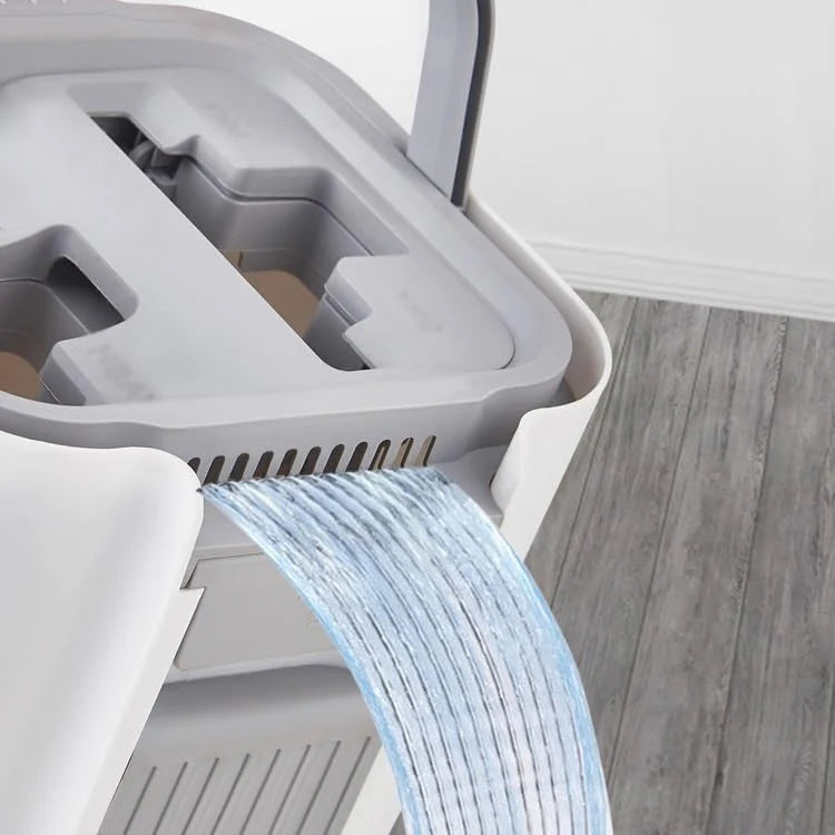 A handless flat mop set. suitable for household cleaning. with a mop bucket that can be used for both dry and wet cleaning.