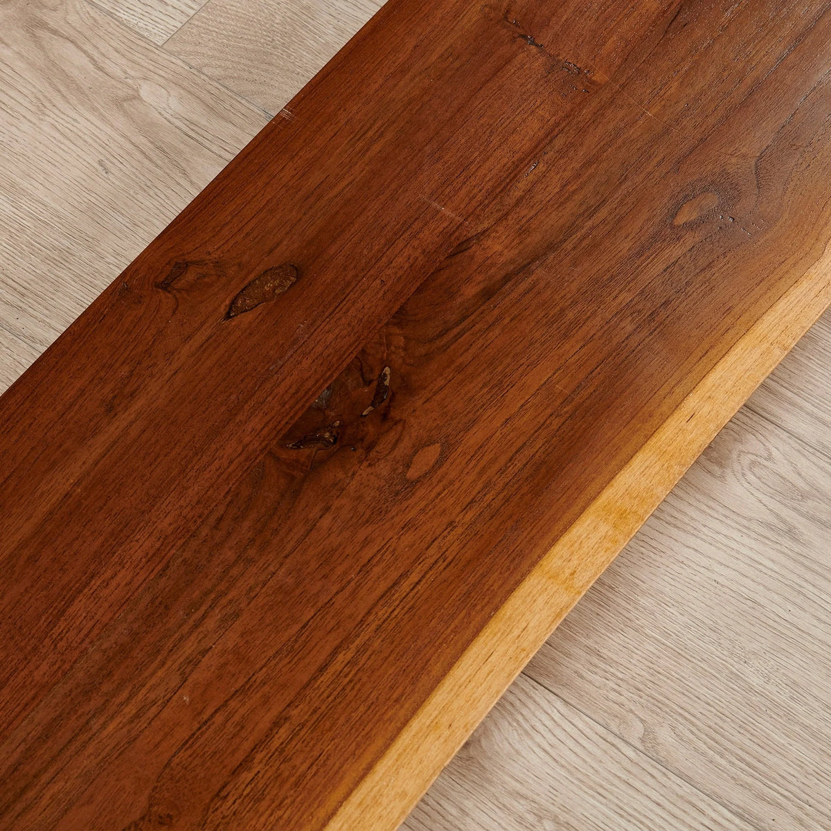 1 Piece Teak Wood Wall Shelf with Live Edge. Rustic Floating Shelf for Home Decor
