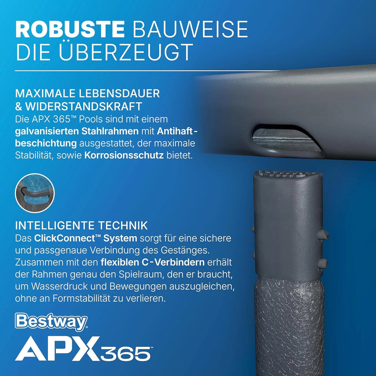Bestway APX365 Winterfestes Frame Pool Set. Sandfilteranlage. 549 x 274 x 132 cm. 16.477 L. Stahlrahmen. Polar-Shield. Dunkle Marmor-Optik.