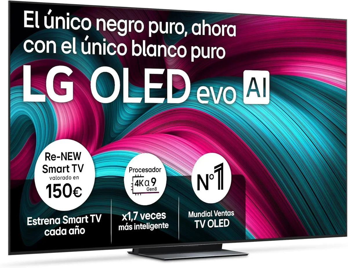 LG OLED65C54LA - TV 65. OLED EVO 4K. Smart TV AI C5. WebOS 25. Super Upscaling. Dolby Vision and Dolby Atmos. AMD FreeSync. Alexa/Google Assistant.