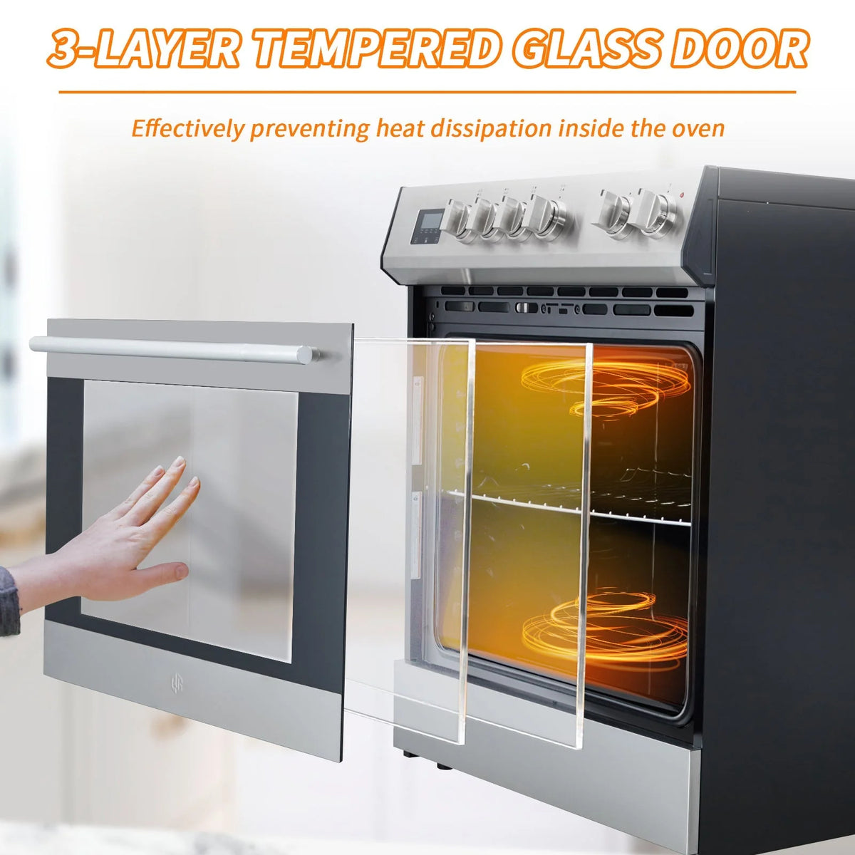 5.0 Cu. Ft. Freestanding Electric Range with Front Controls and 5 Cooktop Elements. Stainless Steel