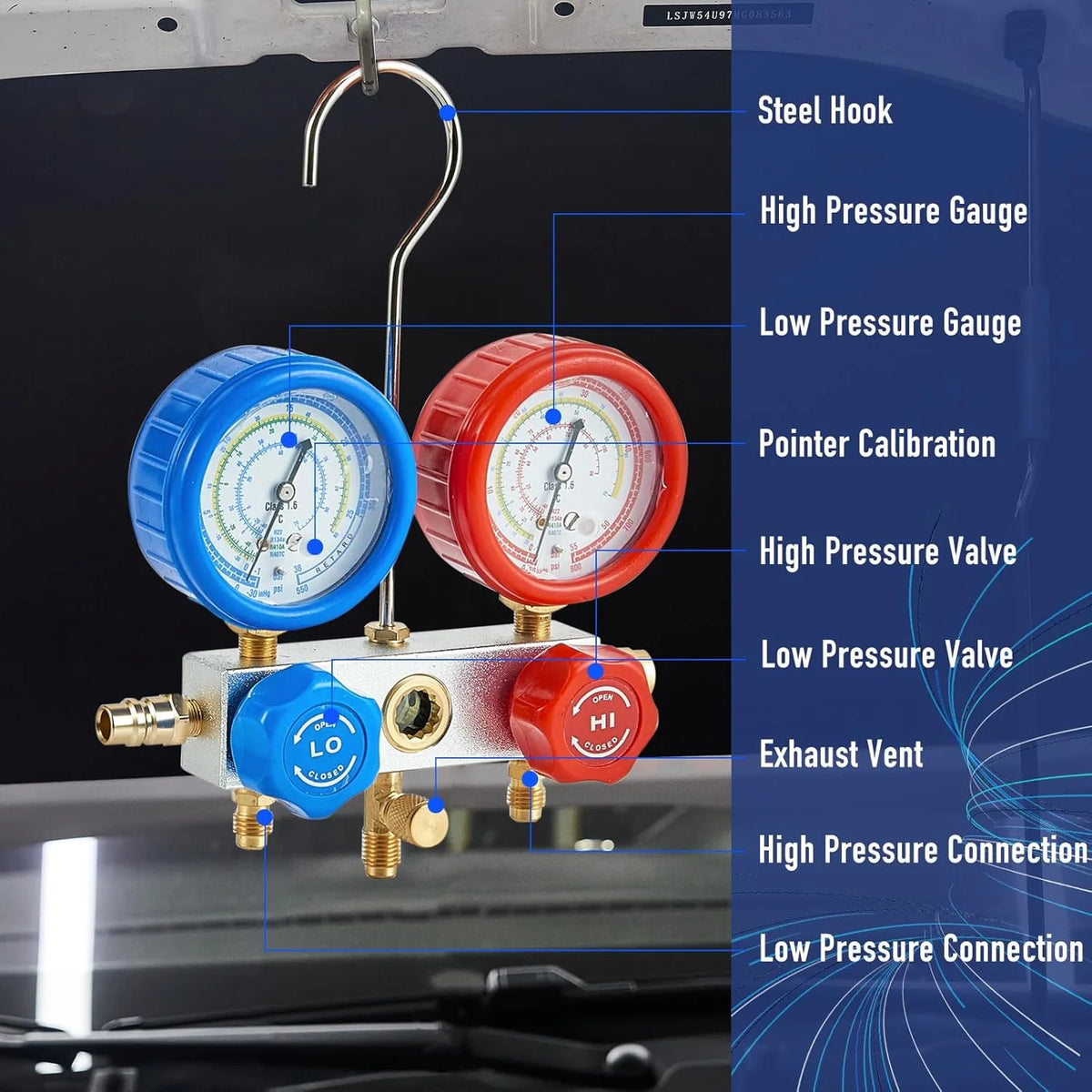 BACOENG Vakuumpumpe klimaanlage Set für HVAC/Auto AC Kältemittelaufladung. Klimaanlage Auto Befüllen Set Ideal für R134A R410A R407C R32