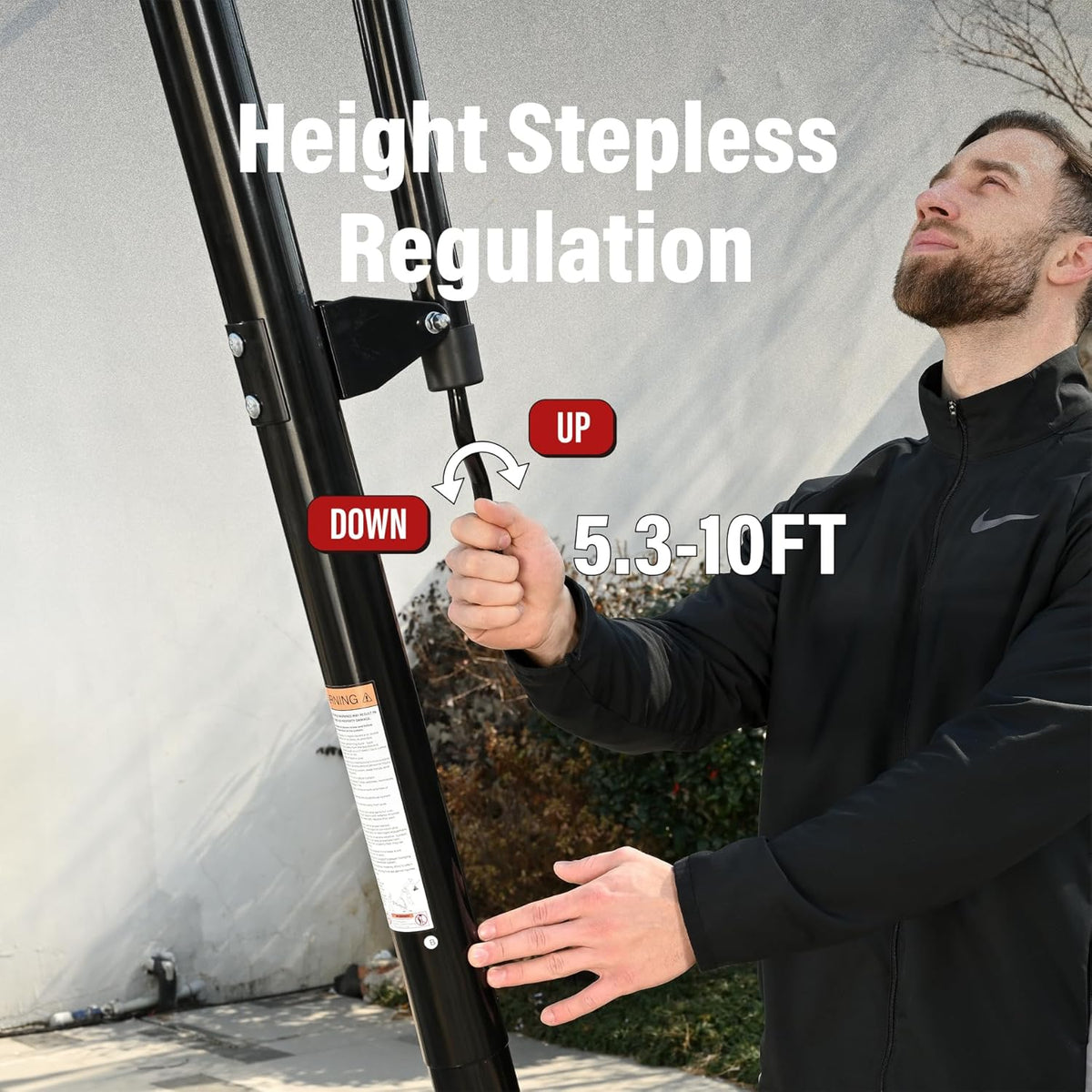 Basketball Hoop 48 Inch Backboard Portable Basketball Hoop Outdoor.5.3-10ft Stepless Regulation Crank Adjust Basketball Goal System