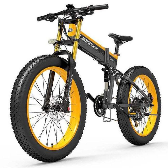 1000W 26-Inch Fat Tire Folding Electric Mountain Bike. Dual Crown Fork. 17.5Ah