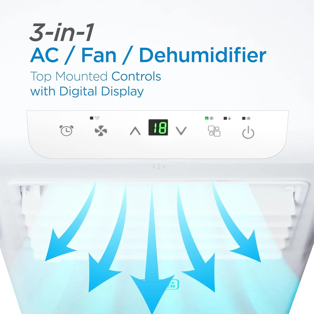 Portable Air Conditioner. 12.000 BTU (8.000 BTU SACC) for Rooms up to 550 Sq. Ft.. Portable AC with Follow Me Remote Control and Window Kit. BPACT12WT. White