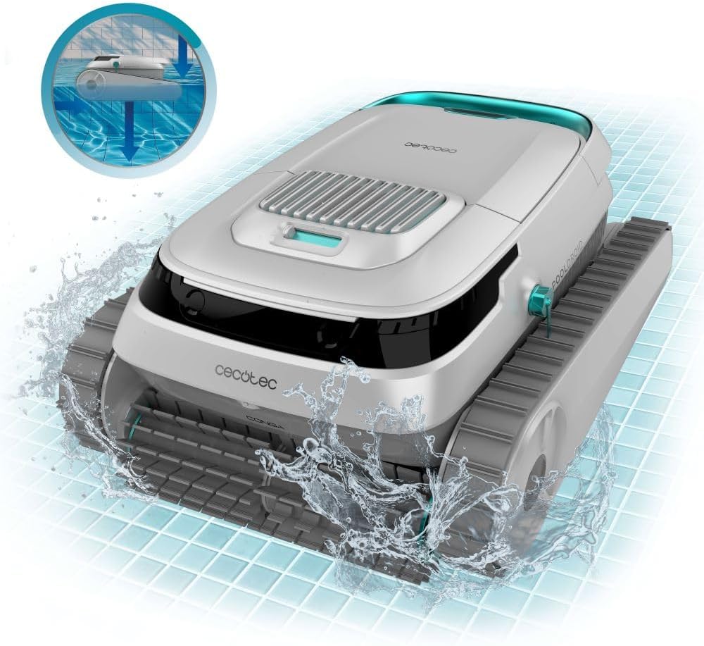Cecotec Robot Limpiapiscinas para Fondos. Paredes y Línea de Flotación Conga Pooldroid 5000 TotalClean Pearl. Superficies 100m2. Pendiente Máx 90o.