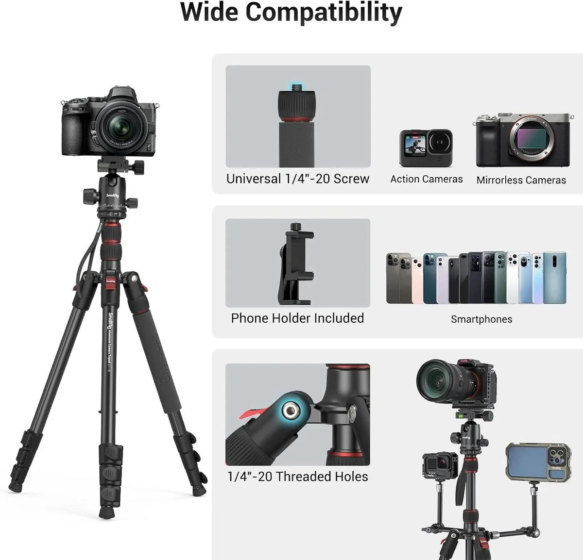 71 Foldable Aluminum Camera Tripod and Monopod. Adjustable Photography Tripod Stand for Cameras and Video
