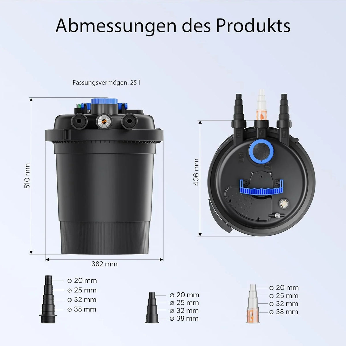 Wiltec CPF-250 Druckteichfilter 10.000 l/h / 11 W UVC Einheit. Teichdruckfilter für Teiche bis 10.000 Liter. Teichklärer. Filteranlage