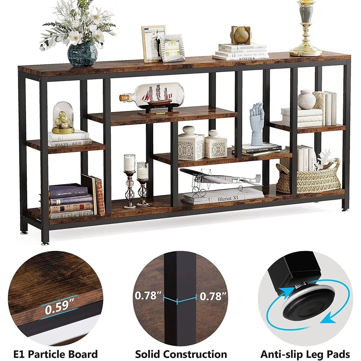 70.9 Inch Console Sofa Table with Storage. 3-Tier Entryway Table for Hallway
