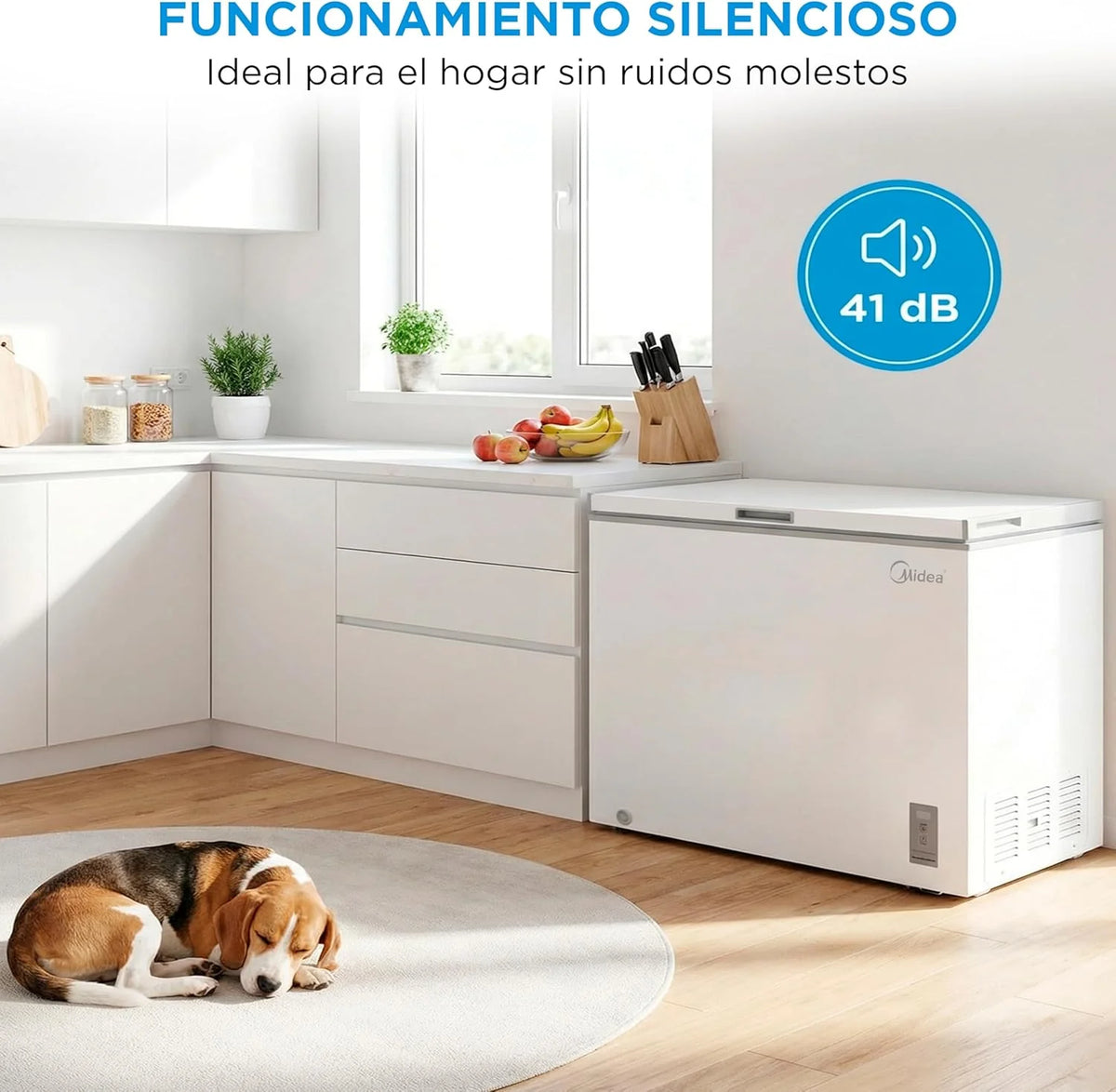 MIDEA Arcon Congelador Pequeño de 293L | Congelador Horizontal Convertible a Frigorífico con Motor Inverter. Control Electrónico de Temperatura.