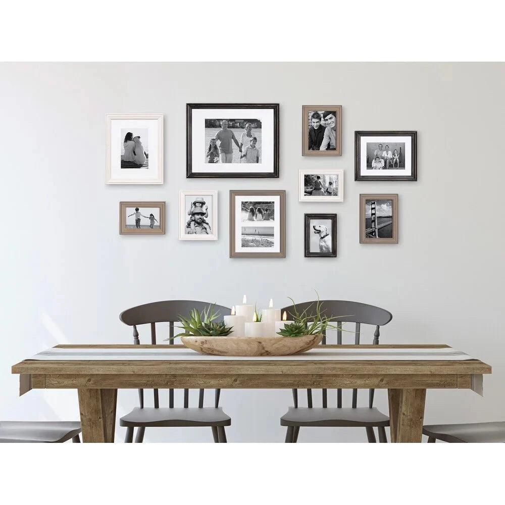 10-Piece Wood Gallery Wall Picture Frame Set. Decorative Photo Display Frames for Living Room. Bedroom and Home Decor