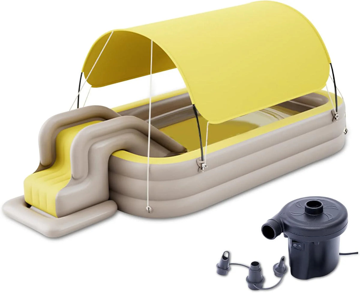 Inflatable Swimming Pool with Water Slide. Inflatable Slide Water Pool with Awning. Inflatable Mega Bouncy Castle Water Park. Swim Centre Pools for Backyard. Garden. Summer Water Party