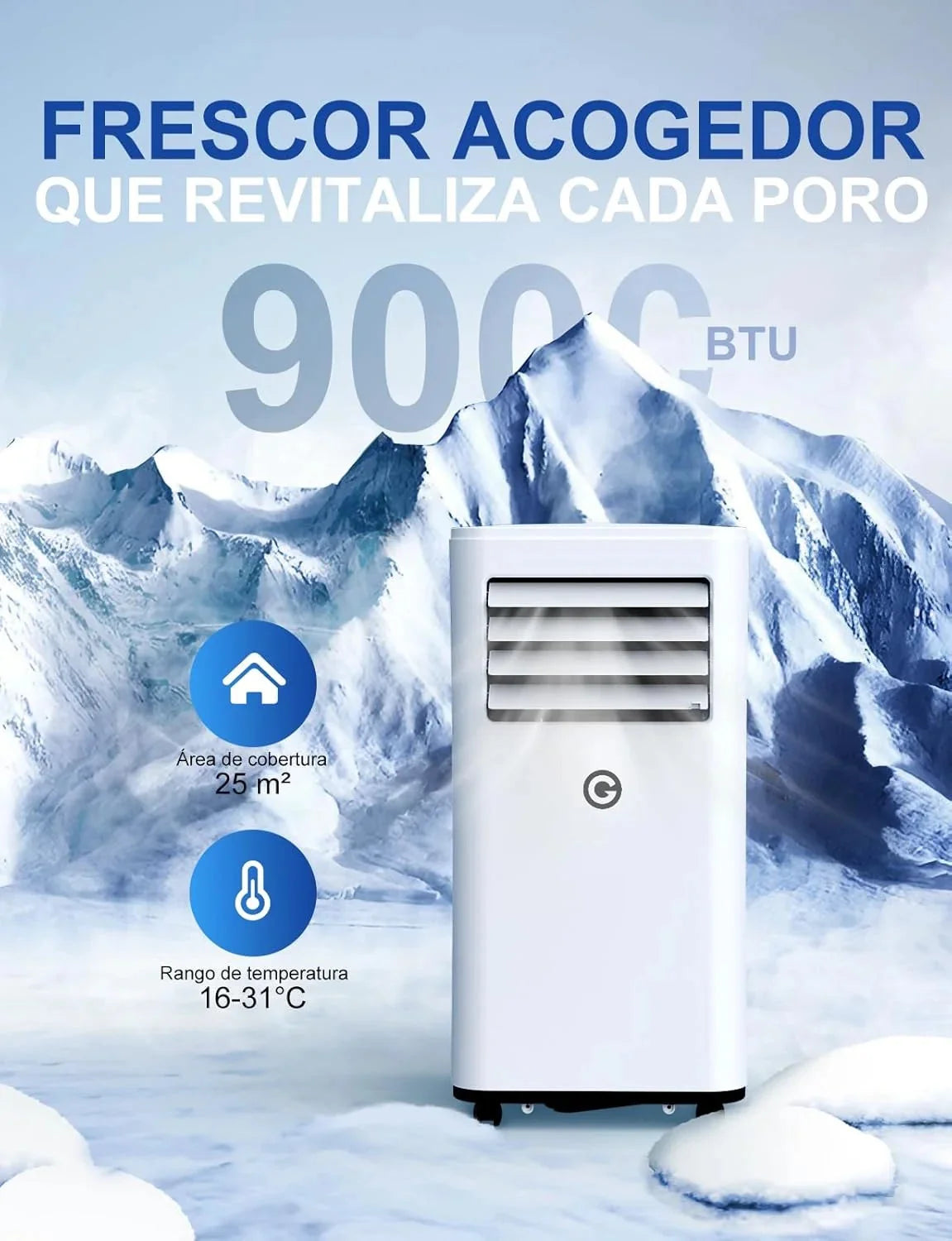 Aire Acondicionado Portátil 9000 BTU. 4 en 1