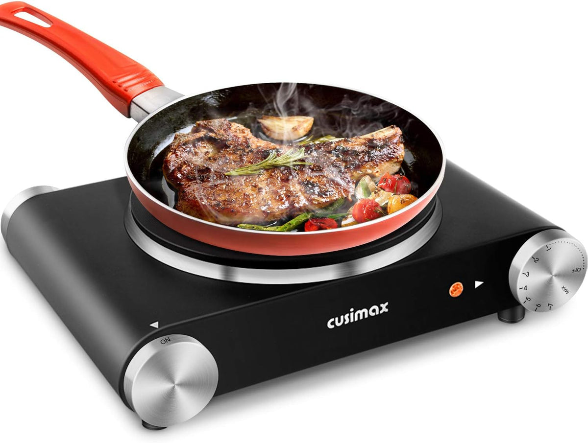 Hot Plate.1800W Ceramic Electric Hot Plate for Cooking. Dual Control Infrared Cooktop. Portable Countertop Burner. Glass Plate Electric Cooktop. Silver. Stainless Steel