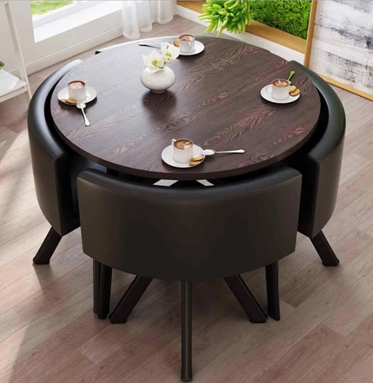 A 4-person conference table and chair set. office reception room club table and chair combination. suitable for living room / central area / farmhouse / home office. medieval style table and chair set