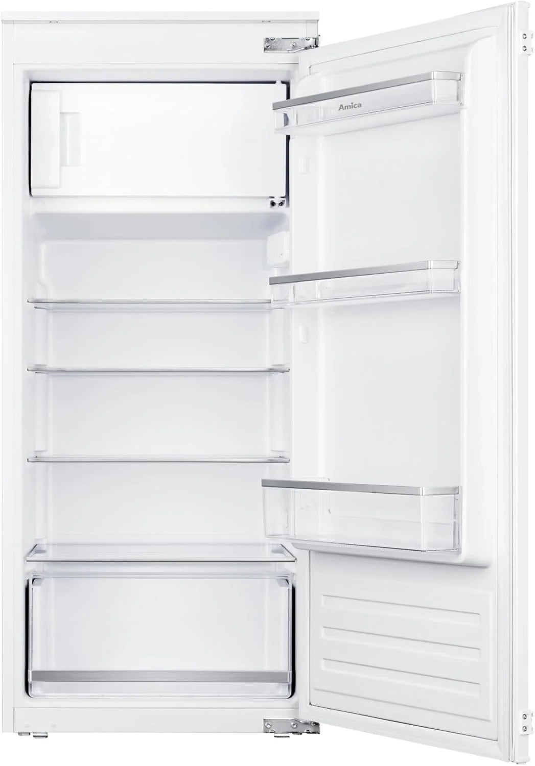 Amica Einbau Kühlschrank mit Gefrierfach 122 cm Nische Schlepptür Technik Inverter Motor elektronische Steuerung LED Beleuchtung Tür Offen Alarm