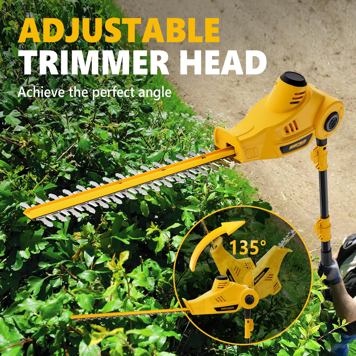 20V MAX Cordless Pole Hedge Trimmer. 2 x 2.0Ah Batteries and Charger Included