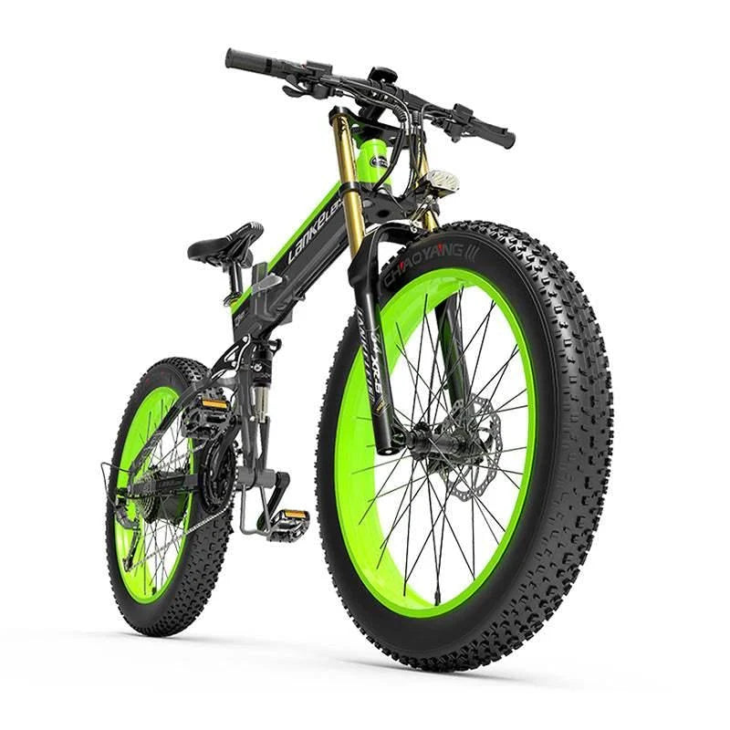 1000W 26-Inch Fat Tire Folding Electric Mountain Bike. Dual Crown Fork. 17.5Ah