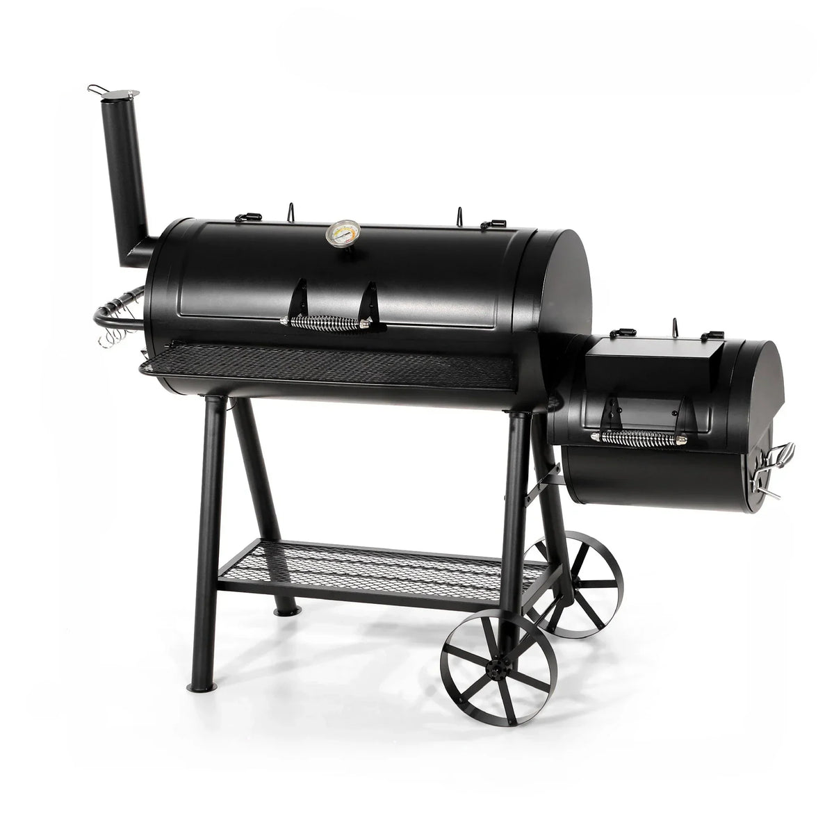 941 Sq.in. Overlarge BBQ Charcoal Grill with Offset Smoker. Black