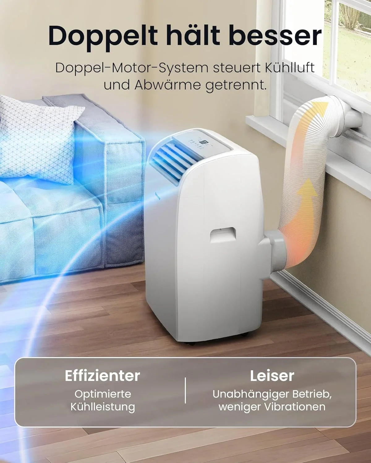 Newentor mobile Klimaanlage 14000 BTU. Klimaanlage mobil mit Abluftschlauch für Räume bis 50m2. kühlen/entfeuchten/ventilieren mit Fernbedienung