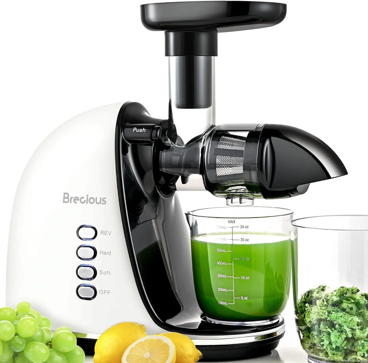 Slow Masticating Juicer.Brecious Cold Press Juicers with 2 Speed Modes & Quiet Motor.Juicers Machines Vegetable and Fruit with Reverse Function.Celery Juicer.BPA-Free.Easy to Clean (Black)