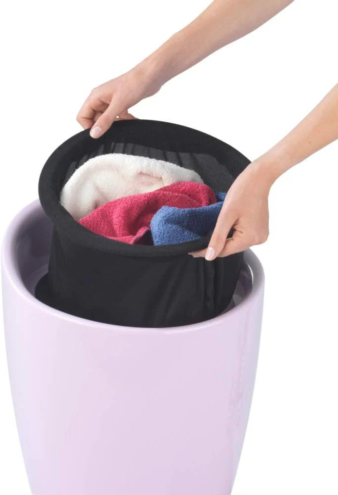 Bathroom stool with laundry basket. storage stool with soft padded seat. white stool for laundry sorting and storage. size 14.2 x 19.9 x 14.2 inches. white. 1-piece set