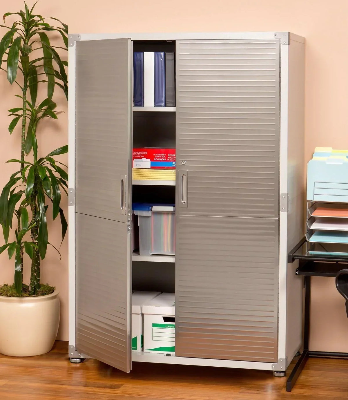 Seville Classics UHD16238 Mega armario . 121.9 x 60.9 x 182.9 cm. soporte de metal con revestimiento en polvo. gris
