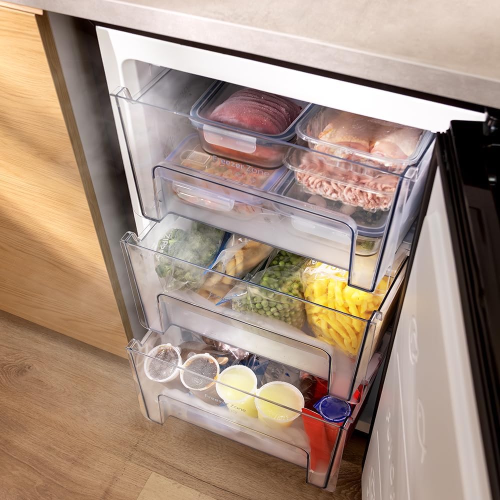 Cecotec Congelador Vertical Sobremesa 97 L Bolero CoolMarket TF 97 Inox. Clase Energética E. Diseño compacto. Puerta reversible. 3 Cajones. Medidas