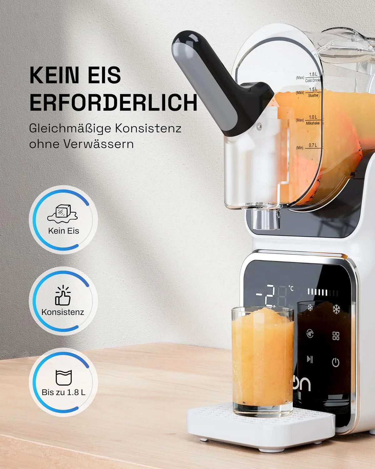 HBN Slush Maschine 2L Softeismaschine für Zuhause mit Selbstreinigende. kein Eis nötig. 6 Programme für Slushies. Cocktails. Margaritas. Frappés &