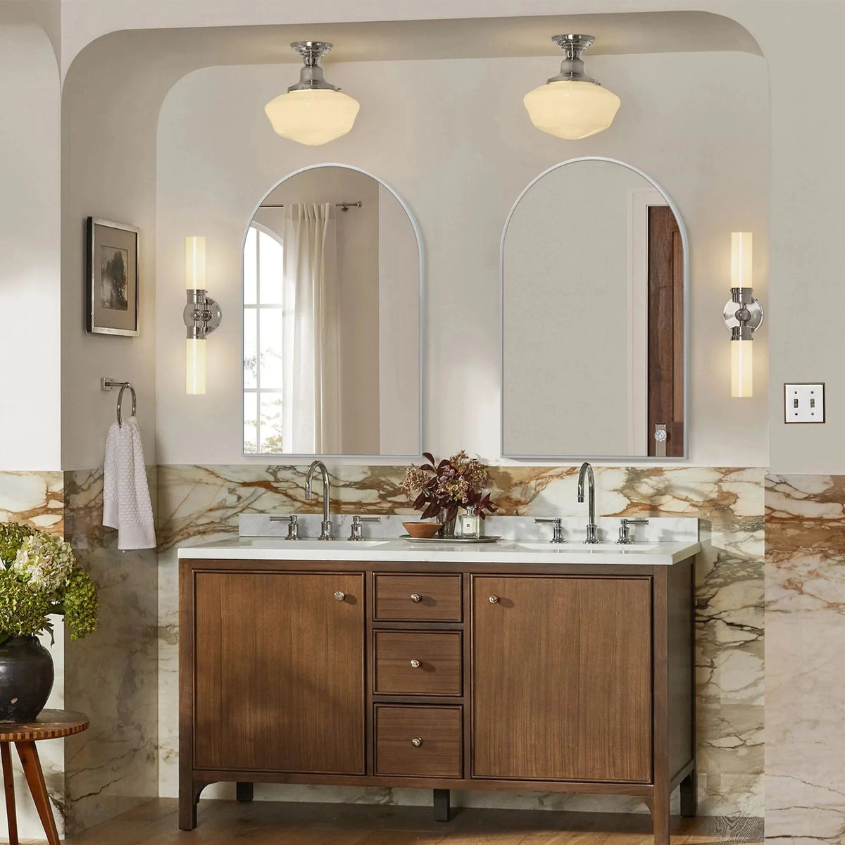 2 Pack 36x24 Inch Arched Bathroom Vanity Mirrors. Wall Mounted Decorative Mirrors for Bathroom and Bedroom