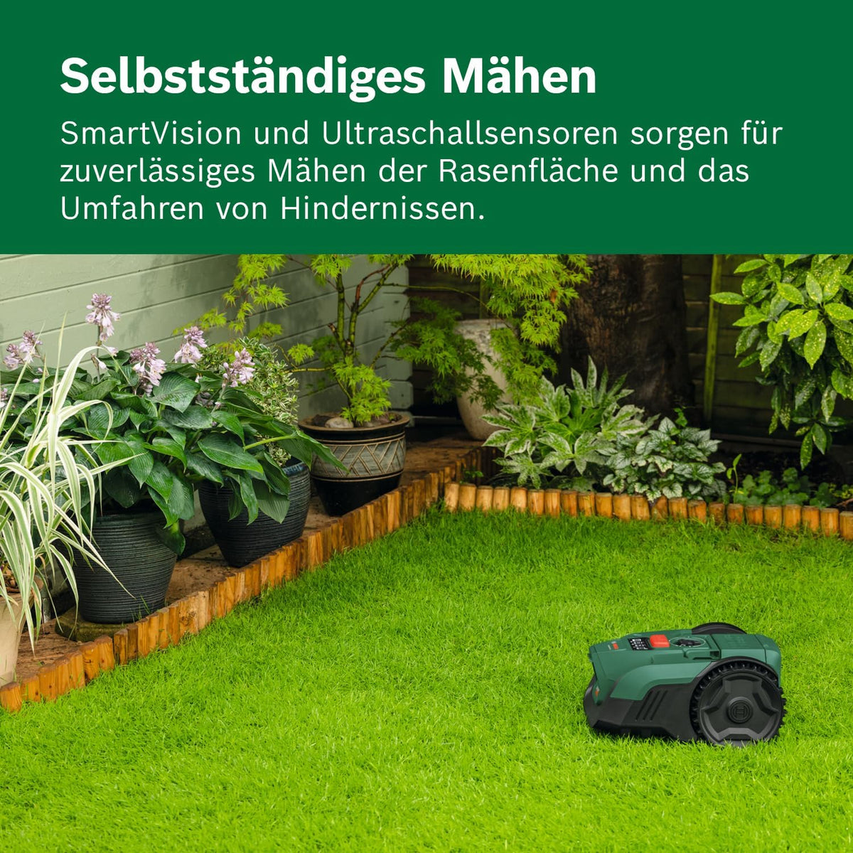 Akku-Mähroboter VISIMOW18V-100 (für Rasenflächen bis 100 m². Schnittbreite: 16 cm. Schnitthöhe: 20-60 mm. mit Ersatzmessern. inkl. Akku und Ladegerät)
