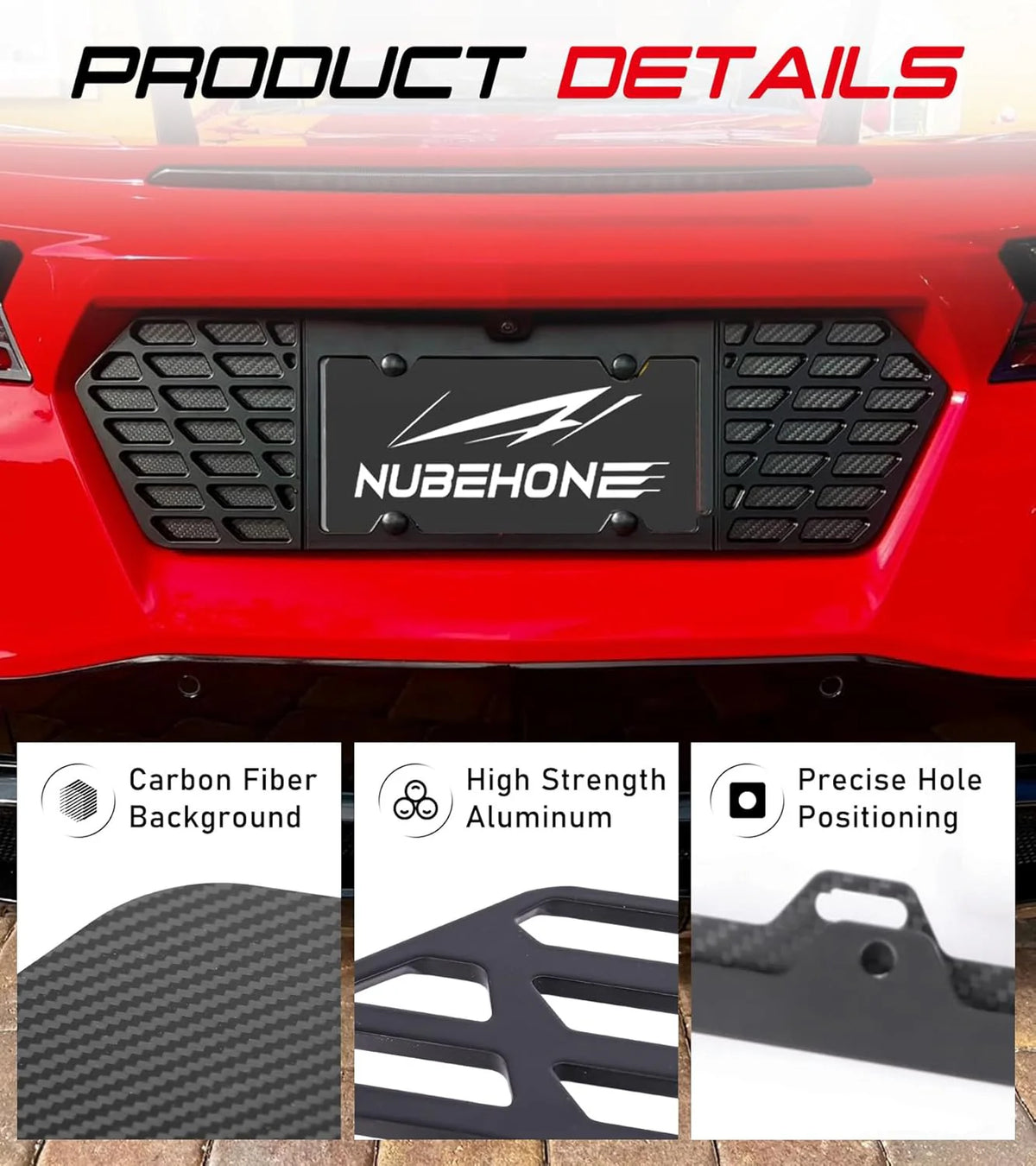 Bundled Items of C8 License Plate Frame and C8 High Wing Spoiler Fit for Corvette C8 2020-2025 Stingray Z51 2020-2025