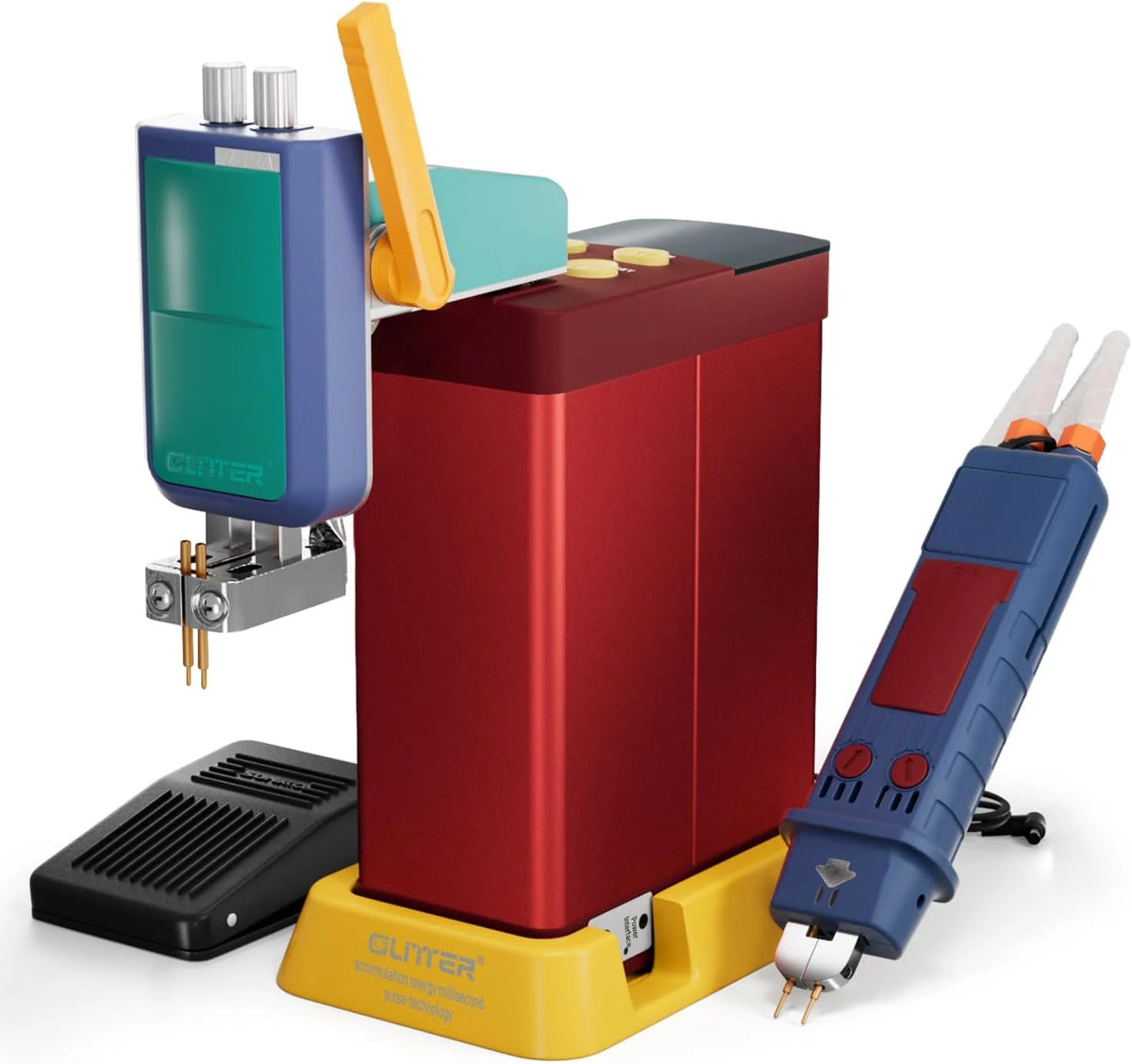 4500-watt super capacitor pulse battery welding machine. a DIY tool suitable for repairing 18650 lithium battery packs. equipped with a handle-type push welding arm and foot pedal switch. capable of continuous operation for 24 hours.