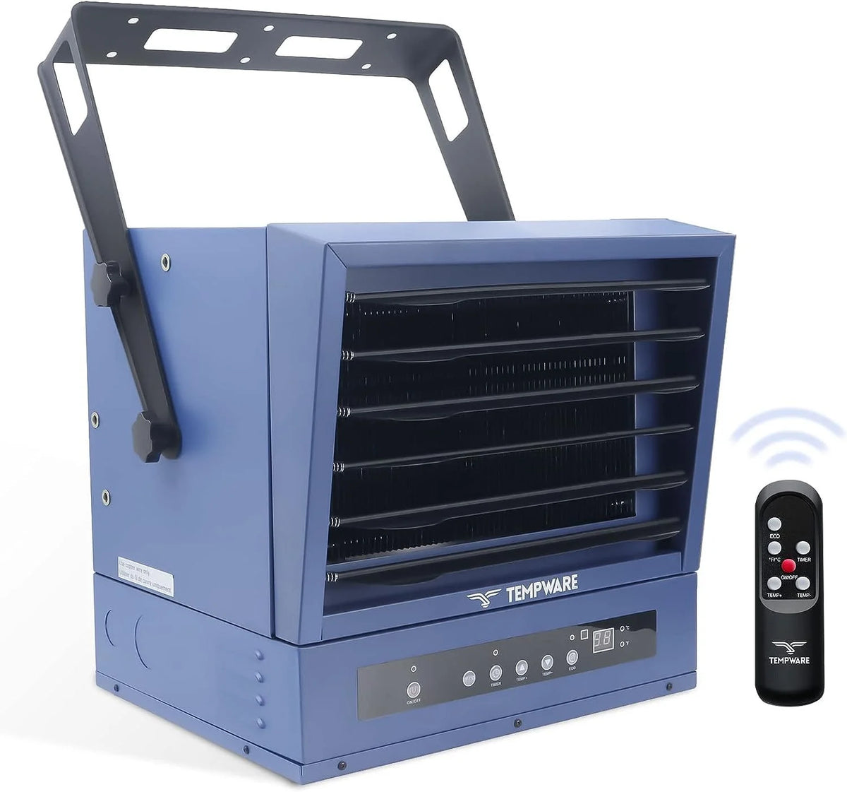 Electric Garage Heater. 7500-Watt Digital Fan-Forced Ceiling Mount Shop Heater with Full-Function Remote. 240-Volt Hardwired Heater with 12-Hour Timer. Ideal for Workshop