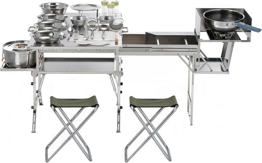 Portable Camping Table & Chairs Set – Foldable Outdoor Furniture with Storage Drawer for Picnics. Backyard & RV Travel