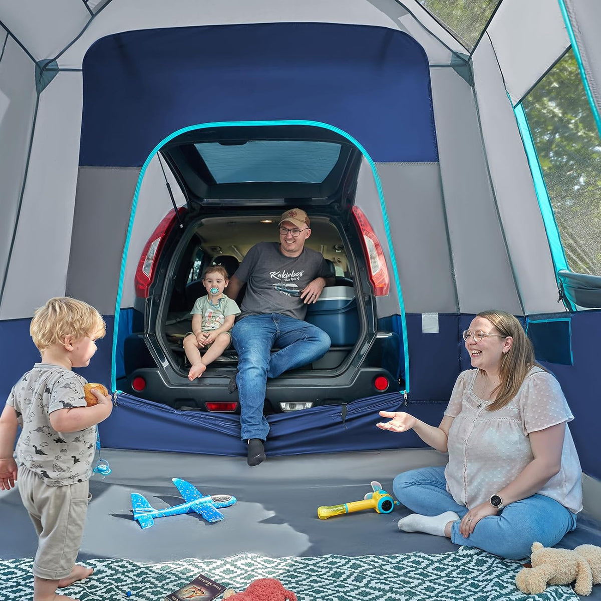 5-9 Person SUV Tent with Screen Porch and Awning for Family Camping. Weather Resistant and Portable Van or Car Tent. Includes Rainfly and Storage Bag. 13' W X 10' L X 7.1' H