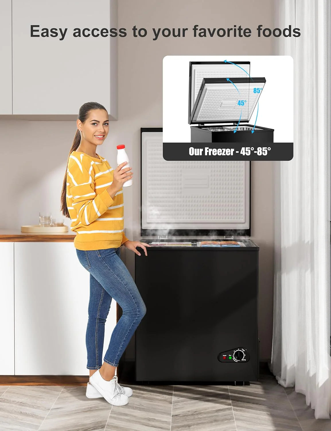 7.0 Cu Ft Chest Freezer - Energy Efficient & Quiet Mini Freezer with Adjustable Thermostat - Compact Deep Freezer for Home. Apartment. and Garage - Removable Basket & Defrost Drain