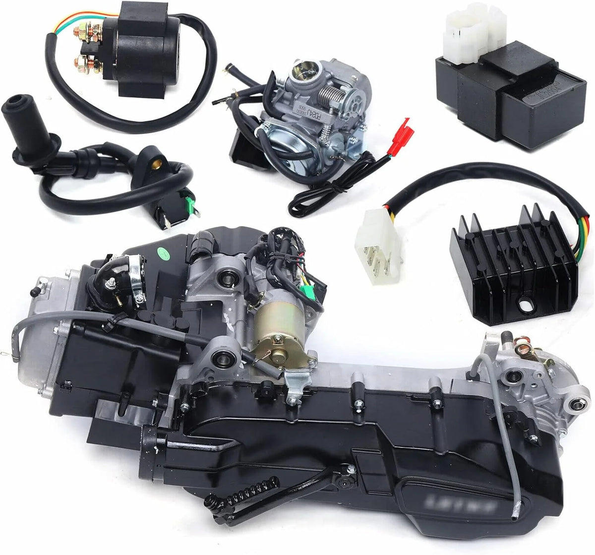 150CC 4 Stroke Engine Motor. Gy6 Single Cylinder Complete Engine Kit for 110cc-150cc Atvs and Go Karts and 11 Long Box Engine Size Scooters High-Flow Oil Pump CVT Carburetor Top Mount