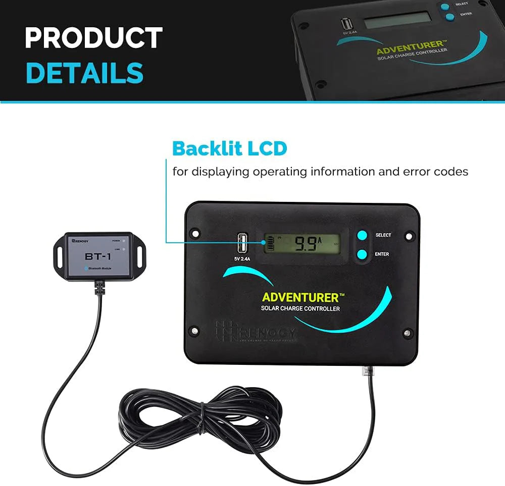 400 Watt 12 Volt Premium 4 Pcs 100W Panel+40A MPPT Charge Controller+ Bluetooth Module Fuse+ Mounting Z Brackets+Adaptor Kit +Tray Cables Set. 400W. Grid 12V Solar Power System