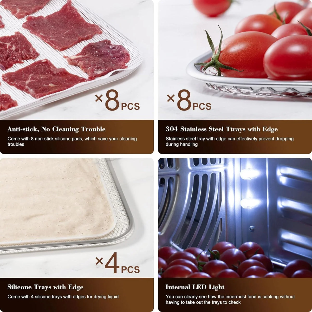 Commercial Large 12 Trays Food Dehydrator. Usable Area up to 22.67ft². 1200W Full Stainless Steel Dryer Machine. up to 190℉ Temperature. for Meat. Fruit. Veggies. Beef. Herbs. Pet Foods